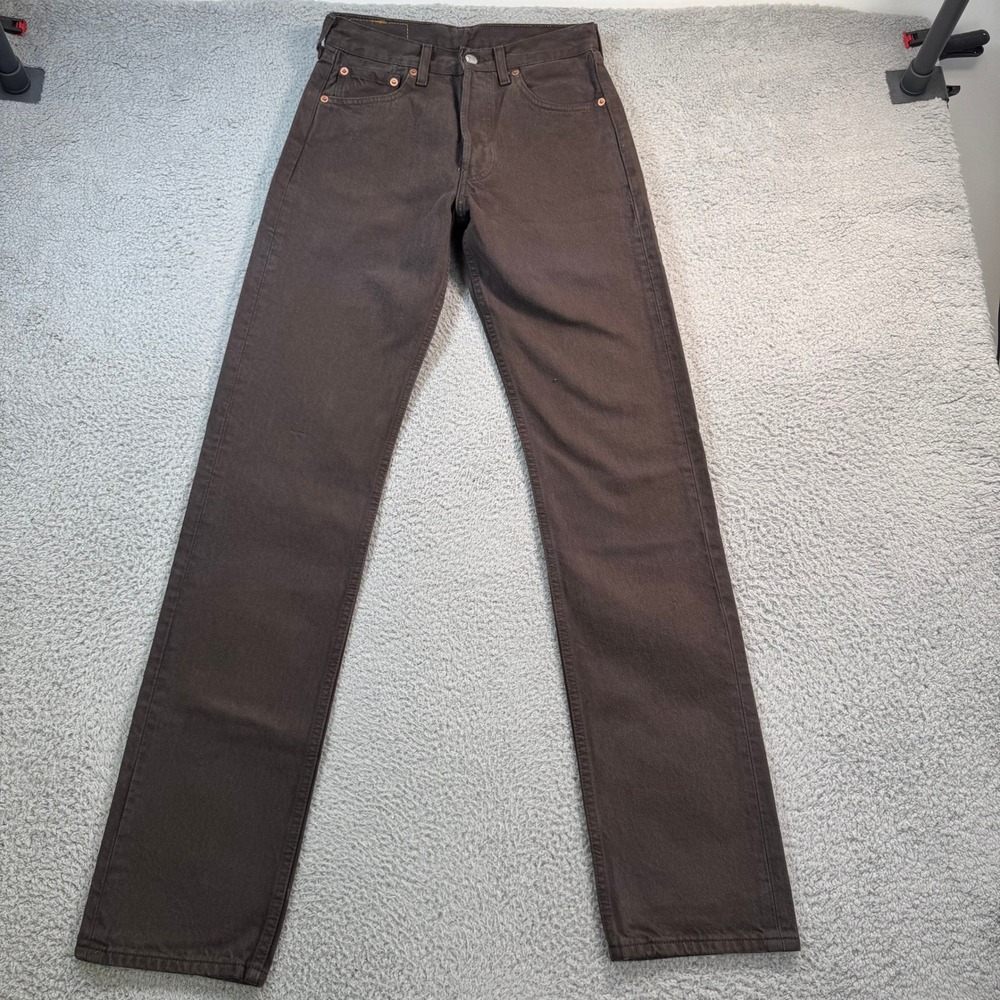 Levis 501 Original Fit Jeans Mens 28x33 Brown Cotton Straight Leg Button Fly NEW